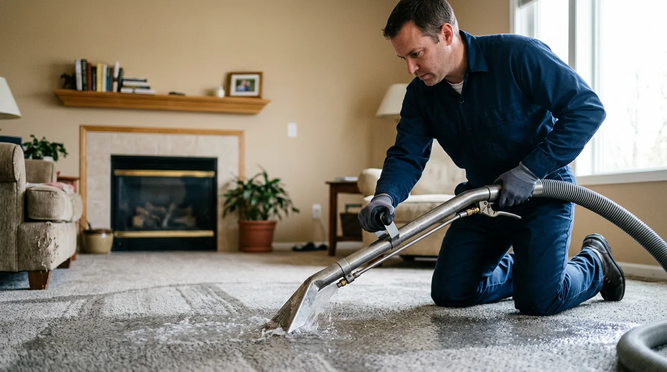 Water damage restoration technician working near Sasser, GA